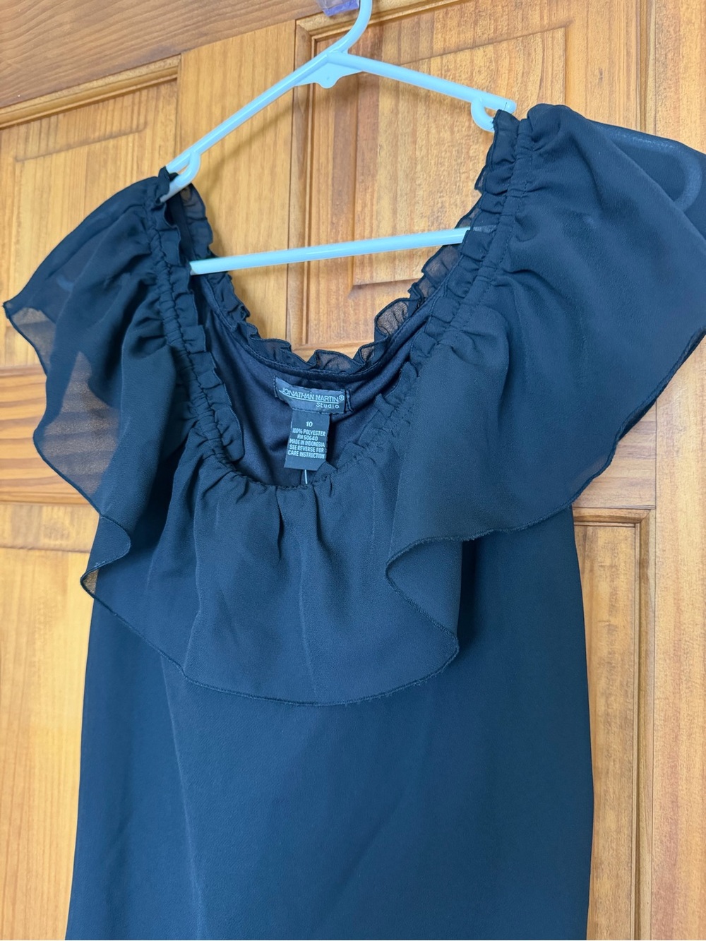 jonathan martin Black Ruffle Off-Shoulder Maxi Dress - Picture 2 of 10
